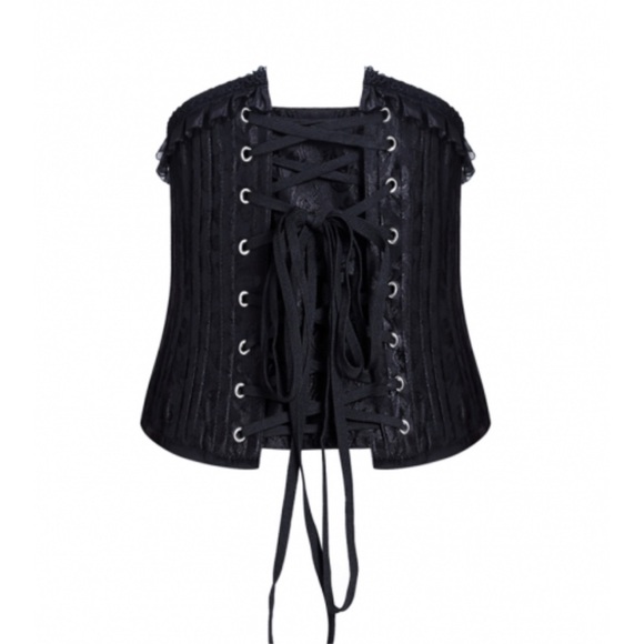 Coquette Chic Black Lace-Up Corset Top - Picture 1 of 6